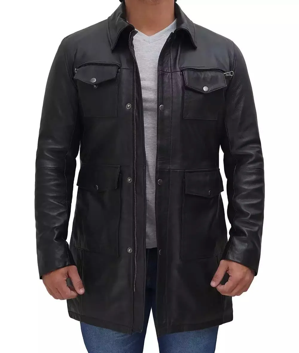 Shirt-Collar-Length-Leather-Coat.jpg Shirt Collar 3/4 Length Leather Coat