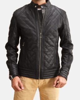 Henry Quilted Black Leather Jacket