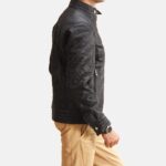 Henry Quilted Black Leather Jacket Side View