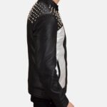 Leather Shapron Studded Biker Jacket Side View