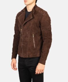 Faisor Mocha Suede Biker Jacket Side