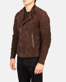 Faisor Mocha Suede Biker Jacket Side