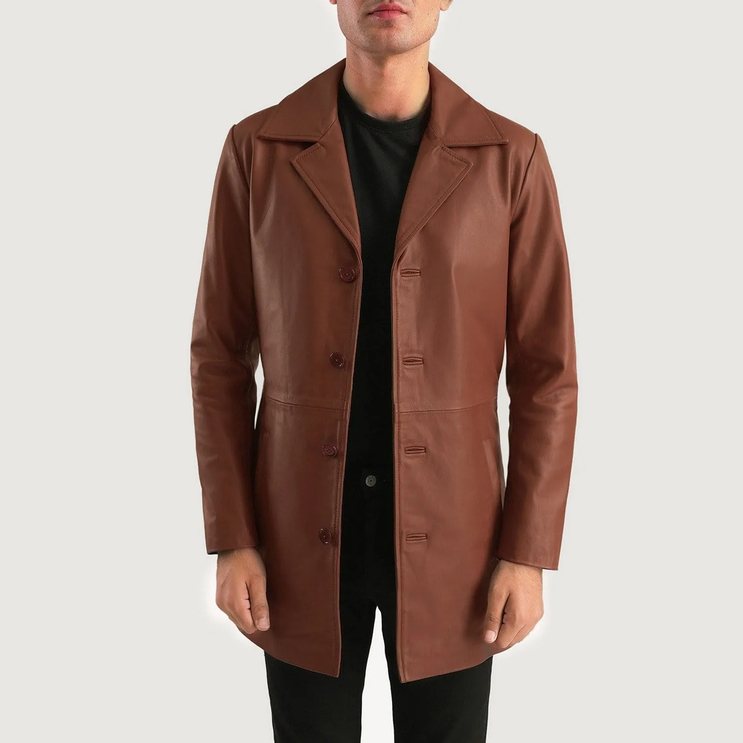 Trendy-Leather-Coat-9.Jpg Classmith Brown Leather Coat Front