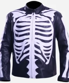 Halloween Skeleton Bones Leather Jacket