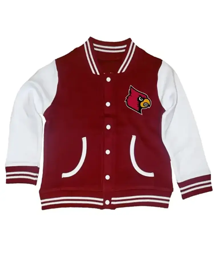 Louisville Cardinals Red Varsity Jacket Front Louisville Cardinals Red Varsity Jacket Front