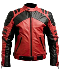 Men’s Red Black Sheepskin Biker Racer