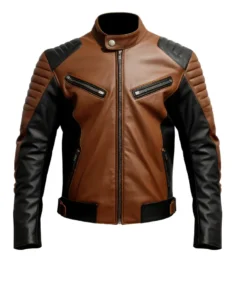 Mens Racer Sheepskin Coat Zipper Pockets Leather Jackets