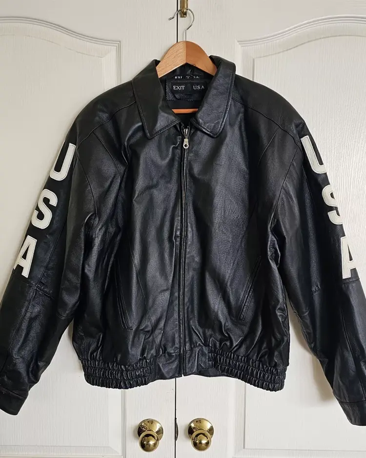 Shop Marco Bassi Usa Leather Bomber Jacket For Men And Women On Sale Shop Marco Bassi Usa Leather Bomber Jacket For Men And Women On Sale