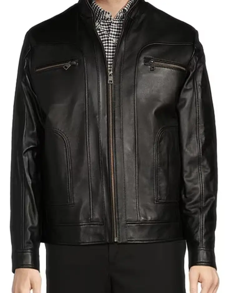 Roundtree &Amp;Amp; Yorke Black Leather Hipster Jacket Roundtree &Amp;Amp; Yorke Black Leather Hipster Jacket