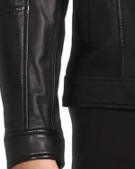 Roundtree & Yorke Burnished Black Leather Hipster Jacket cuffs