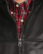 Roundtree & Yorke Burnished Black Leather Hipster Jacket zipped