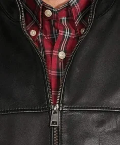 Roundtree & Yorke Burnished Black Leather Hipster Jacket zipped