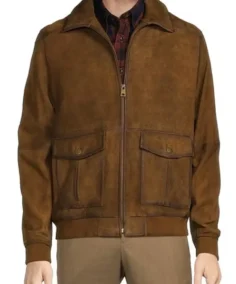 Roundtree & Yorke Rugged Sueded Leather Bomber Jacket