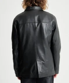 Men's Black Leather Reefer Jacket