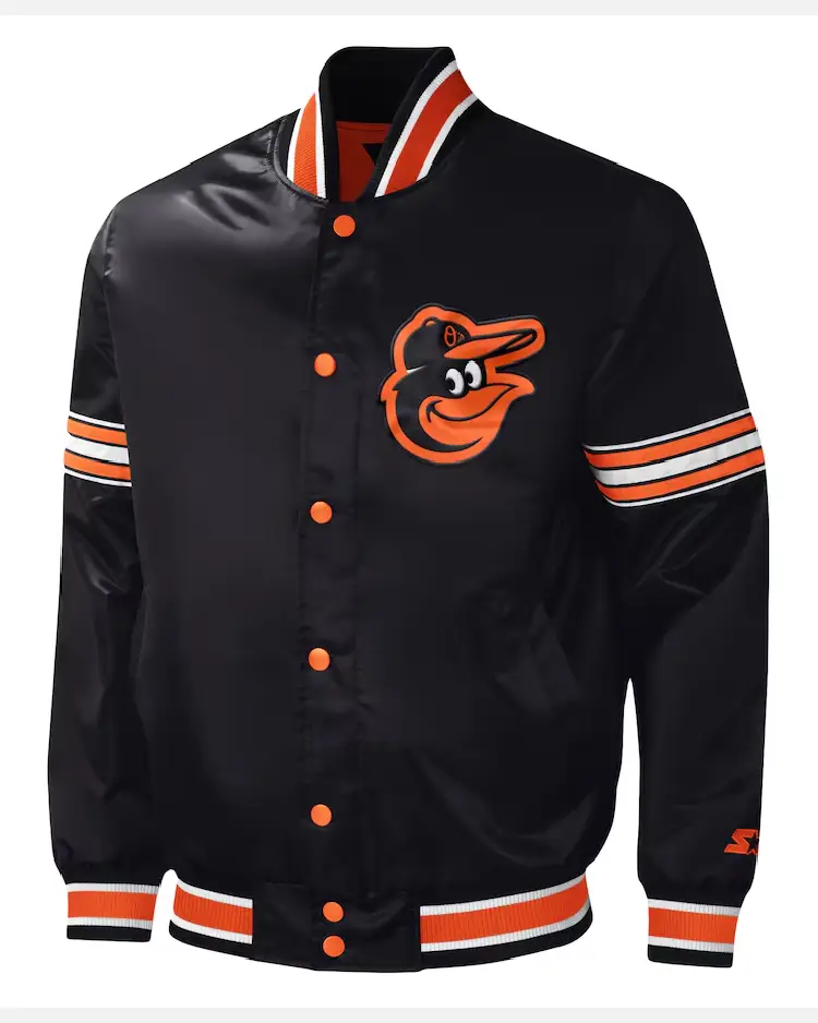 Mlb Baltimore Orioles Midfield Black Satin Jacket Mlb Baltimore Orioles Midfield Black Satin Jacket