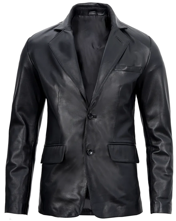 Men'S Real Lambskin Black Leather Blazer Jacket Men'S Real Lambskin Black Leather Blazer Jacket