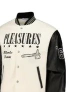 MLB Atlanta Braves PLEASURES Varsity Jacket front - Trendy Leather Jacket