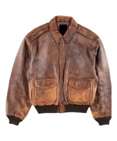 80s A2 Flight Vintage Style Military Brown Leather Jacket - Trendy Leather Jackets
