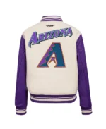 Arizona Diamondbacks Retro Classic Cream Varsity Jacket Back - Trendy Leather Jackets