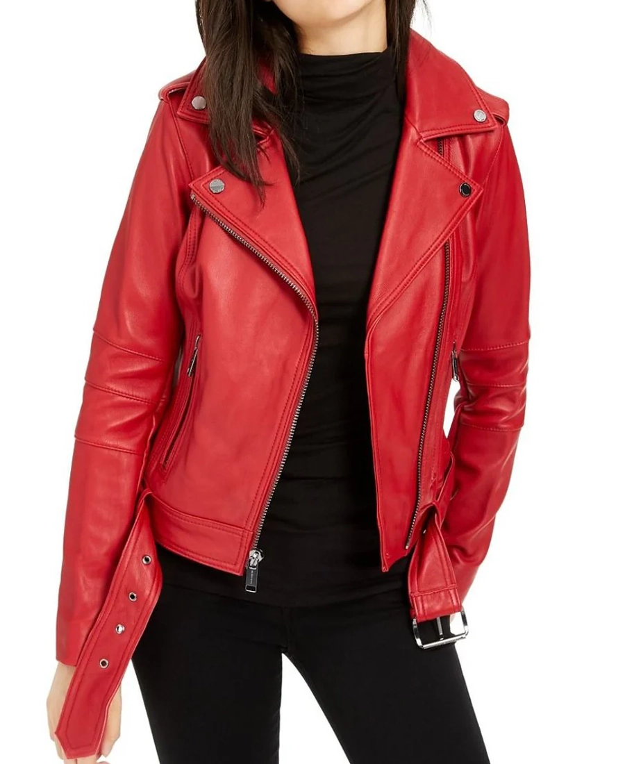 Biker Red Waist Length Leather Jacket Biker Red Waist Length Leather Jacket - Trendy Leather Jackets