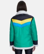 Furniq UK Cracked Green and Black Fur Jacket Back - Trendy Leather Jackets