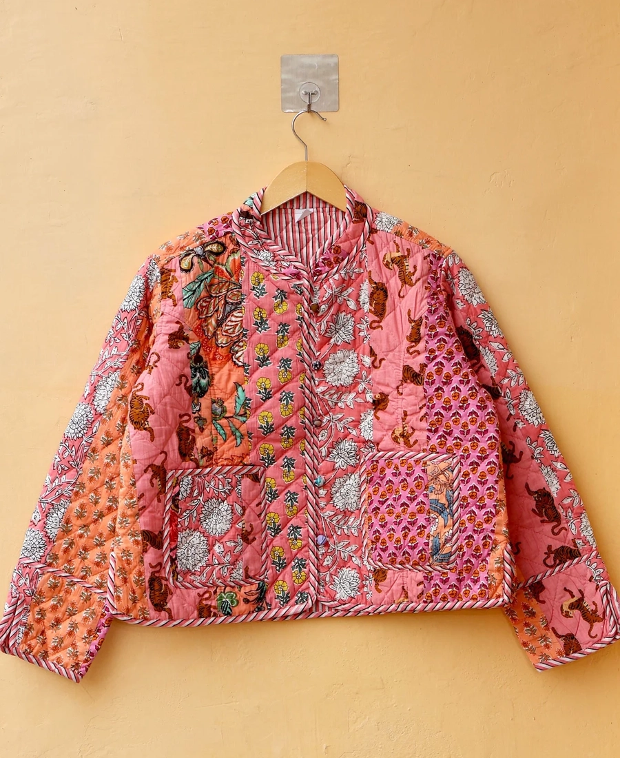 Kimono Indian Hand Printed Vintage Style Boho Jacket Kimono Indian Hand Printed Vintage Style Boho Jacket - Trendy Leather Jackets