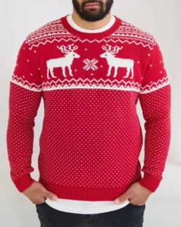 Men's Christmas Reindeer Sweater - Trendy Leather Jackets