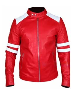 Men's Flaming Red Racer Leather Jacket - Trendy Leather Jackets