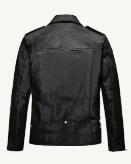 Shop Black Biker Notch Collar Leather Jacket For Men And Women On Sale - Trendy Leather Jackets
