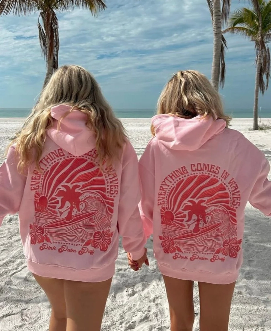 Shop Everything Comes In Waves Hoodie For Women On Sale Pink Shop Everything Comes In Waves Hoodie For Women On Sale Pink - Trendy Leather Jackets