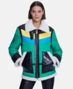 Shop Furniq UK Cracked Green and Black Fur Jacket For Unisex On Sale - Trendy Leather Jackets