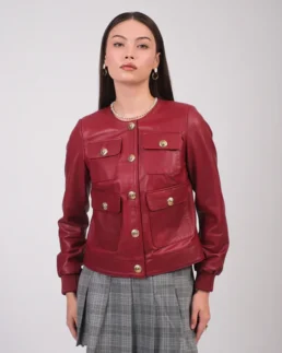Shop The Sophisticated Red Leather Jacket For Women On Sale - Trendy Leather Jackets