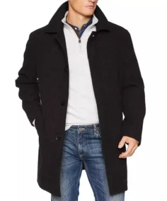 Black Single Breasted Mens Wool Coat - Trendy Leather Jackets