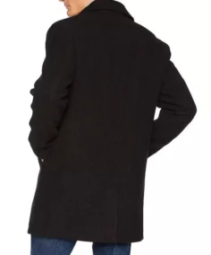 Black Single Breasted Mens Wool Coat Back - Trendy Leather Jackets