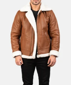 Francis B-3 Brown Leather Bomber Jacket Front Veiw