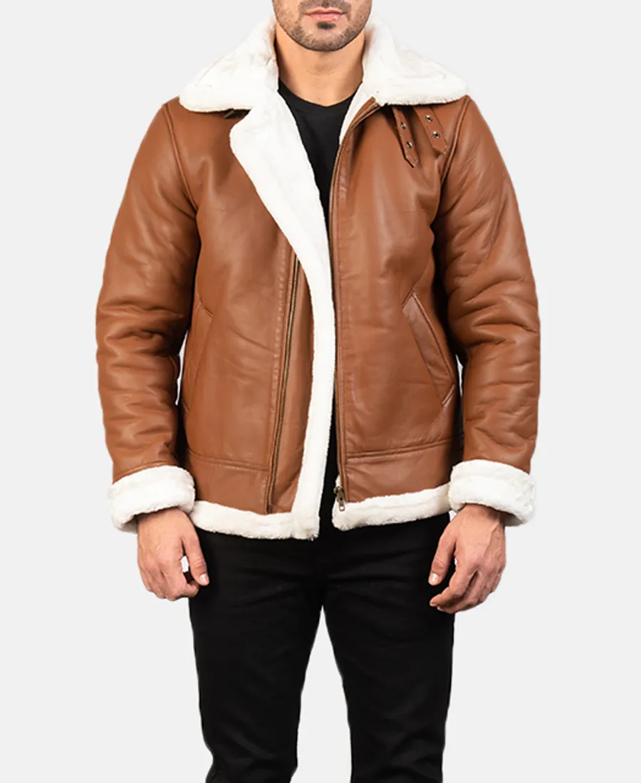 Francis B-3 Brown Leather Bomber Jacket Front Veiw Francis B-3 Brown Leather Bomber Jacket Front Veiw