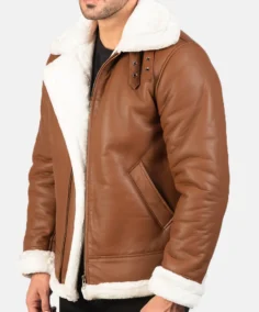 Francis B-3 Brown Leather Bomber Jacket SIte Veiw