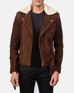 Furton Mocha Suede Biker Jacket - Trendy Leather Jackets