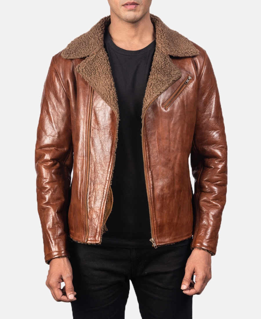 Men'S Alberto Shearling Leather Jacket Brown Men'S Alberto Shearling Leather Jacket Brown - Trendy Leather Jackets