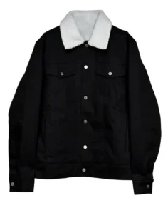 Men's Black Denim Shearling Jacket - Trendy Leather Jackets