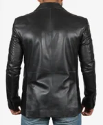 Men's Black Leather Blazer Jacket Back - Trendy Leather Jackets