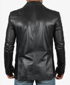 Men's Black Leather Blazer Jacket Back - Trendy Leather Jackets