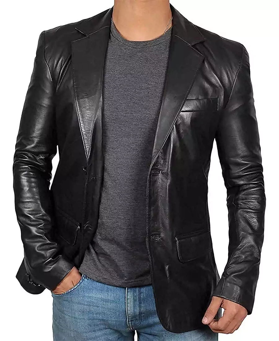 Men'S Black Leather Blazer Jacket Men'S Black Leather Blazer Jacket - Trendy Leather Jackets