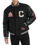 Men's Champion 1919 Mixed Media Varsity Jacket Black - Trendy Leather Jackets
