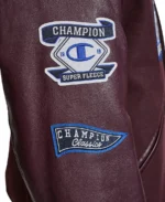 Men's Champion 1919 Mixed Media Varsity Jacket Black Sleeves - Trendy Leather Jackets