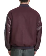 Men's Champion 1919 Mixed Media Varsity Jacket Maroon Back - Trendy Leather Jackets