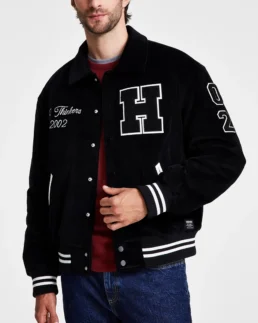 Men's Corduroy Varsity Jacket Black - Trendy Leather Jackets