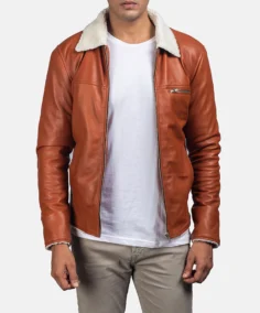 Men's Dan Frost Tan Shearling Jacket - Trendy Leather Jackets