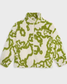 Men's Jacquard Zip-Front Sherpa Jacket Close Up - Trendy Leather Jackets