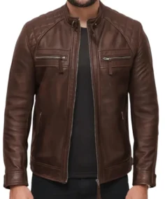 Men’s Lambskin Chocolate Brown Biker Leather Jacket - Trendy Leather Jackets